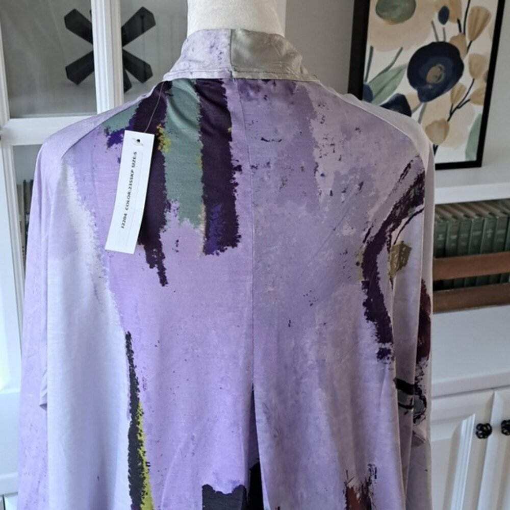 3 Potato Open Cardigan - Colors: Lavenders, Greens, Browns - Size: L - Picture 3 of 6